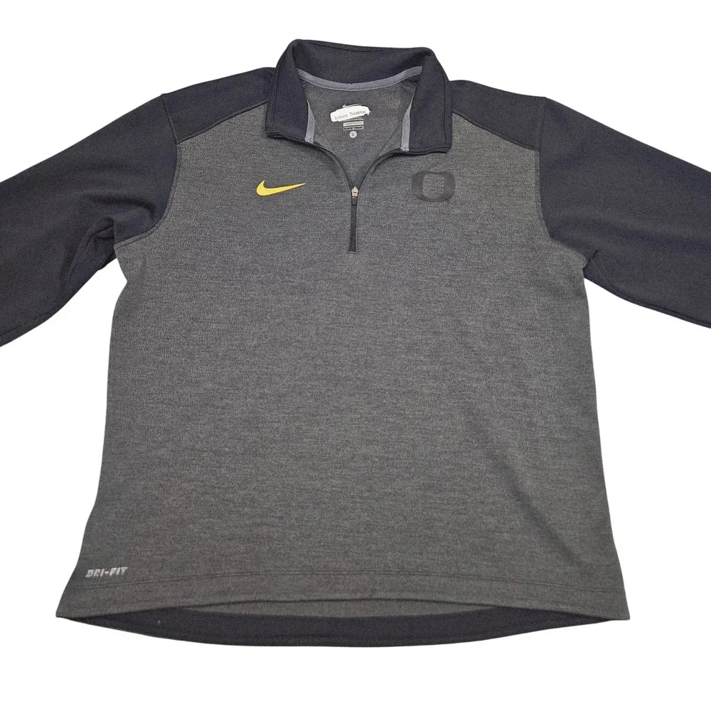 Oregon Ducks Nike Dri-FIT Quarter Zip Pullover Men's Large‎ Gray Navy Blue NCAA